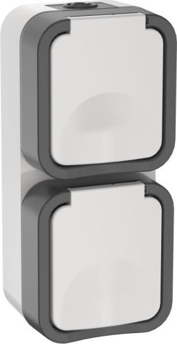 Розетка IEK TORS 2-м ОП 16А IP55 TS232 вертик. с заземл. с крышкой  TS-R26-16-55-V-K41