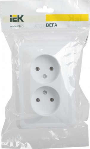 Розетка IEK Вега РС12-2 2-м сп без заземл. контакта 10а ERV20-K01-10-DM - изображение 2