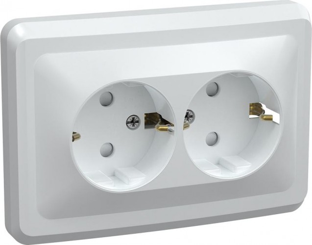 Розетка IEK Вега РС12-3 2-м сп с заземл. контактом 16а ERV21-K01-16-DM