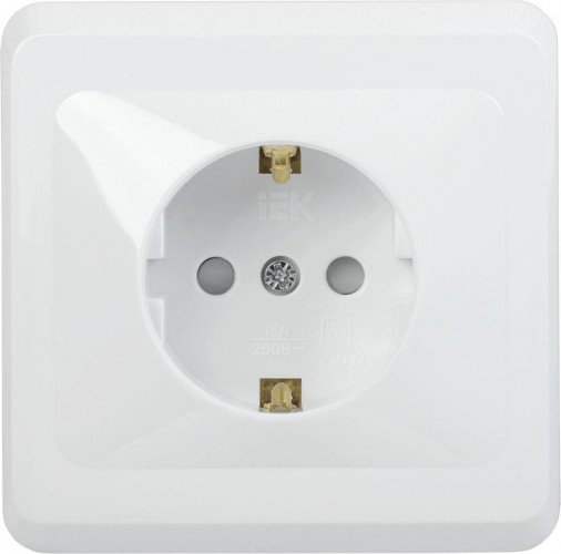 Розетка IEK Вега РСш10-3 1-м сп с заземл. контактом и защ. штор 16а ERV14-K01-16-DM