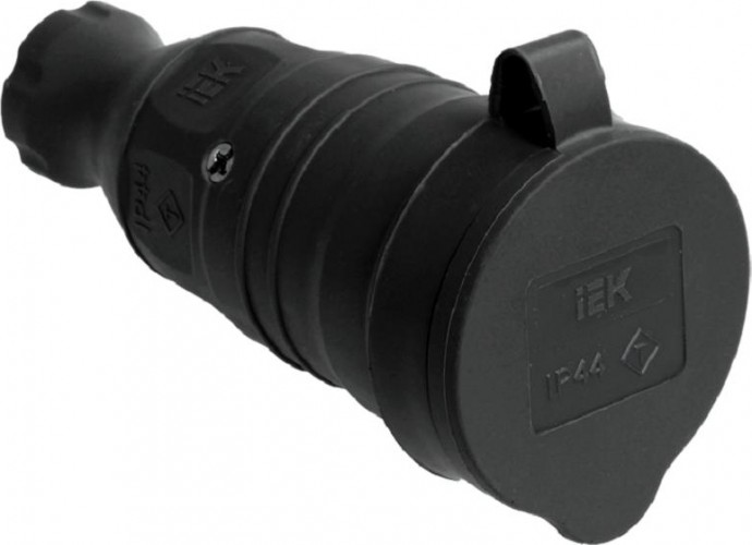 Розетка (колодка) 1-местная переносная IEK РБп13-1-0м IP44 с защитной крышкой PKR21-016-2-K02