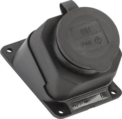 Розетка (колодка) 1-местная уголовая IEK РБу13-1-0м IP44 с защитной крышкой PKR22-016-2-K02