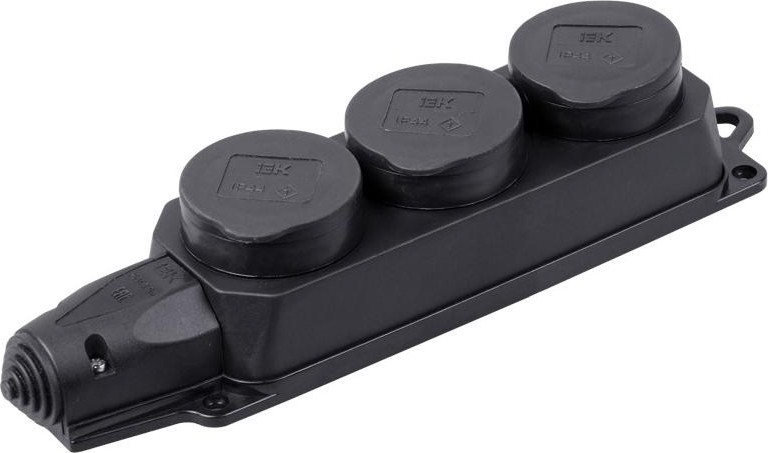 Розетка (колодка) 3-местная IEK РБ33-1-0м IP44 с защитными крышками PKR61-016-2-K02