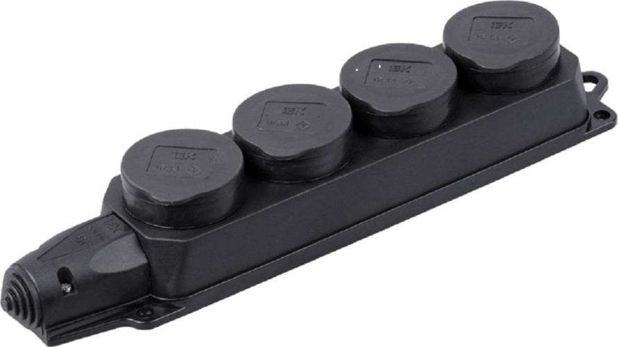 Розетка (колодка) 4-местная IEK РБ34-1-0м IP44 с защитными крышками PKR64-016-2-K02