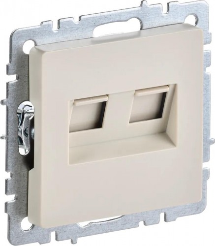 Розетка компьютерная IEK BRITE РК10-2-БрКр двойная RJ45 кат.5E бежевая BR-K20-1-K10