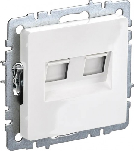 Розетка компьютерная IEK BRITE РК10-2-БрБ двойная RJ45 кат.5E белая BR-K20-1-K01
