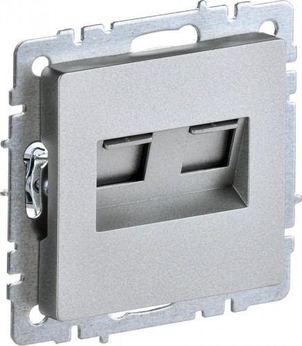 Розетка компьютерная IEK BRITE РК10-2-БрА двойная RJ45 кат.5E алюм. BR-K20-1-K47