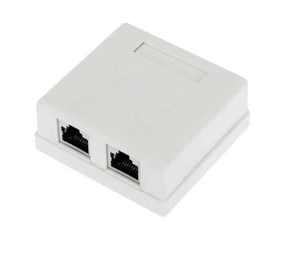 Розетка компьютерная REXANT 03-0146 внешняя, 2-порта RJ-45 (8P8C), FTP, CAT 6