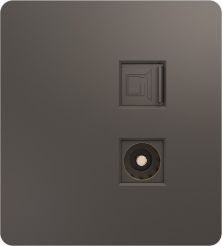 Розетка компьютерная+телевизионная Kranz KR-78-0722-2 Round, титан