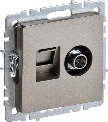 Розетка компьютерная+телевизионная IEK Brite РТВ/РК12-БрШ RJ45 кат.5E шампань BR-AK20-1-K37
