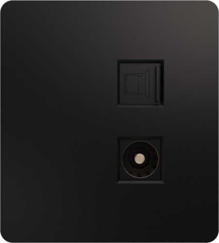 Розетка компьютерная+телевизионная Kranz KR-78-0722-3 Round, оникс