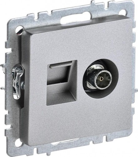 Розетка компьютерная+телевизионная IEK Brite РТВ/РК12-БрА RJ45 кат.5E BR-AK20-1-K47