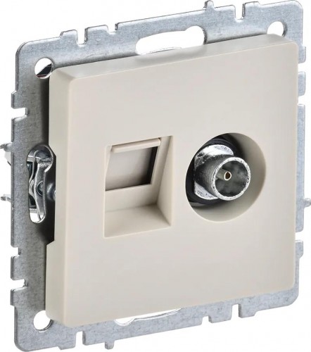 Розетка компьютерная+телевизионная IEK Brite РТВ/РК12-БрКр RJ45 кат.5E BR-AK20-1-K10