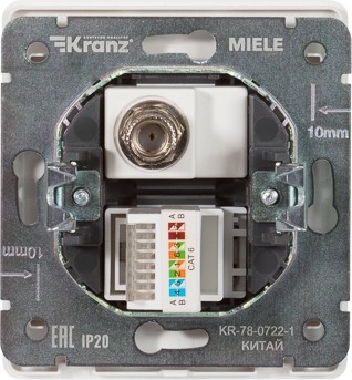 Розетка компьютерная+телевизионная Kranz KR-78-0722-1 Round, перламутр - изображение 3