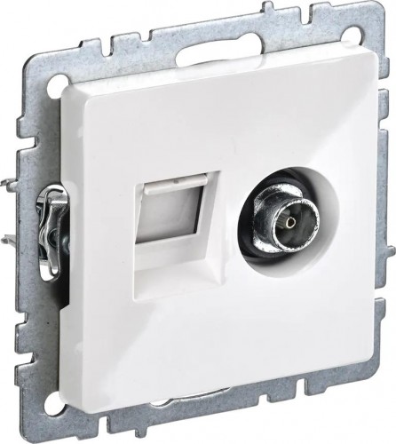 Розетка компьютерная+телевизионная IEK Brite РТВ/РК12-БрБ RJ45 кат.5E BR-AK20-1-K01