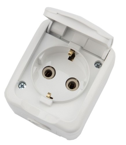 Розетка Kranz KR-78-0604 одноместная Mini OG IP54, с зазем., о/у, белая