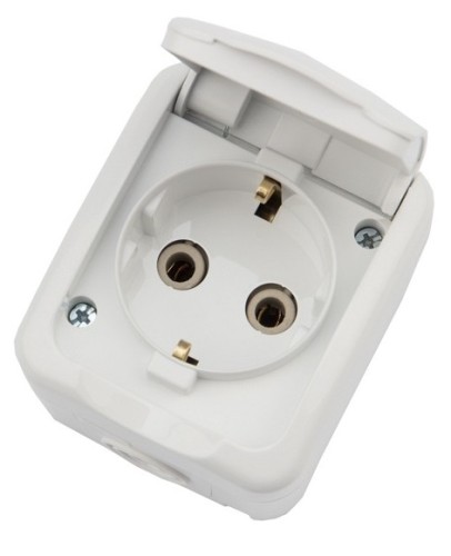 Розетка Kranz KR-78-0605 одноместная (керамика) Mini OG IP54, с зазем.