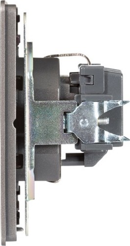 Розетка Kranz KR-78-0701-2 Round 1-ая, со шторками, титан - изображение 3