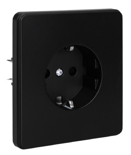 Розетка Kranz KR-78-0701-3 Round 1-ая, со шторками, оникс - изображение 5