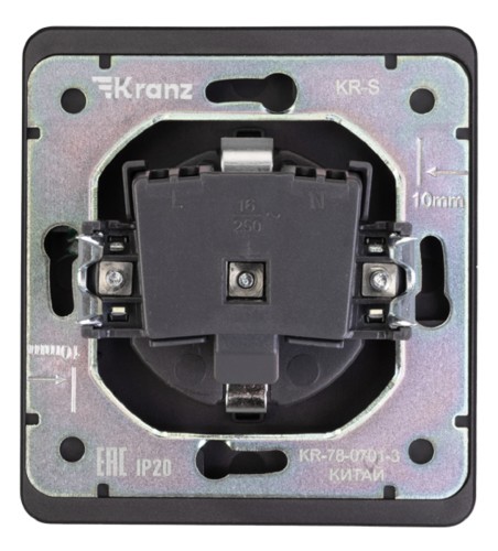 Розетка Kranz KR-78-0701-3 Round 1-ая, со шторками, оникс - изображение 3