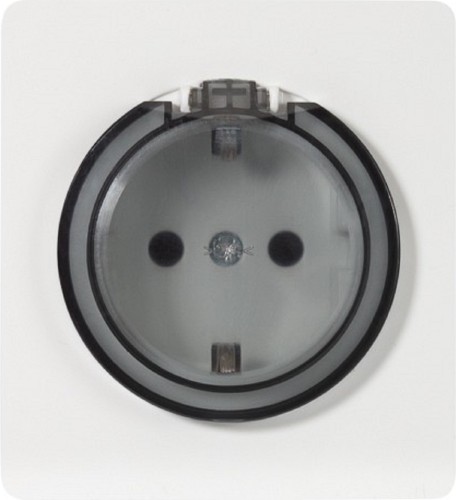 Розетка Kranz KR-78-0702-1 Round 1-ая, со шторками и крышкой, перламутр