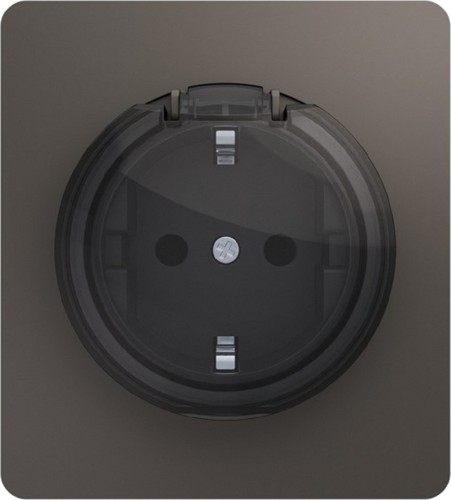 Розетка Kranz KR-78-0702-2 Round 1-ая, со шторками и крышкой, титан