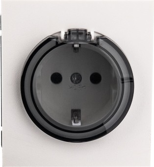 Розетка Kranz KR-78-0702-4 Strong 1-ая со шторками и крышкой, жемчуг