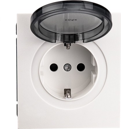 Розетка Kranz KR-78-0702-4 Strong 1-ая со шторками и крышкой, жемчуг - изображение 2