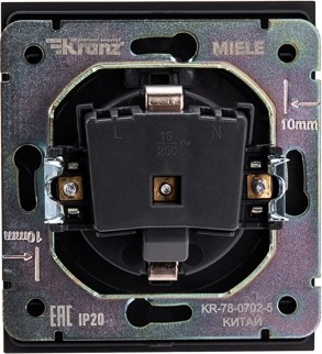 Розетка Kranz KR-78-0702-5 Strong 1-ая со шторками и крышкой, антрацит - изображение 4