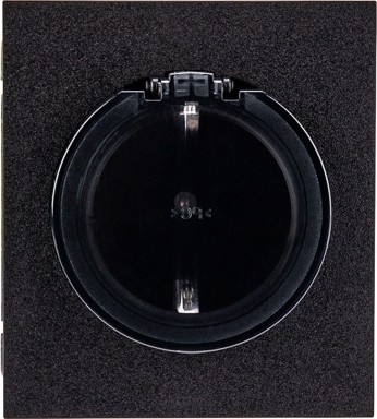 Розетка Kranz KR-78-0702-5 Strong 1-ая со шторками и крышкой, антрацит