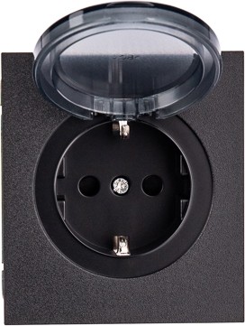 Розетка Kranz KR-78-0702-5 Strong 1-ая со шторками и крышкой, антрацит - изображение 2