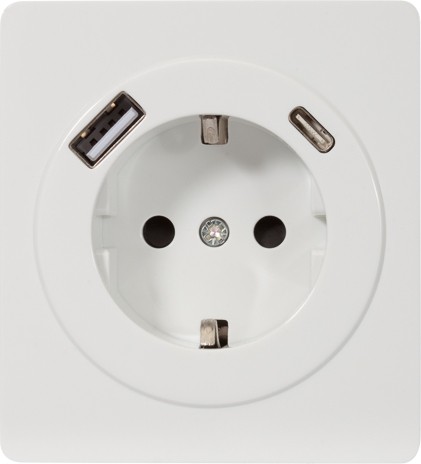 Розетка Kranz KR-78-0704-1 Round 1-ая с USB, перламутр