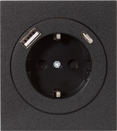 Розетка Kranz KR-78-0704-5 Strong 1-ая с USB, антрацит