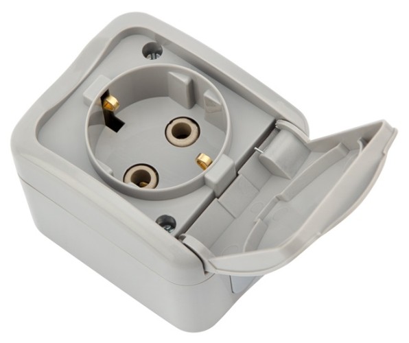 Розетка Kranz KR-78-0815 одноместная (керамика) Mini OG IP54, с зазем., о/у