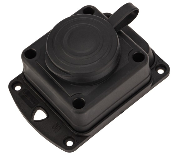 Розетка Proconnect 111-111-4 каучуковая 1 гнездо с крышкой черная, с/з 16А