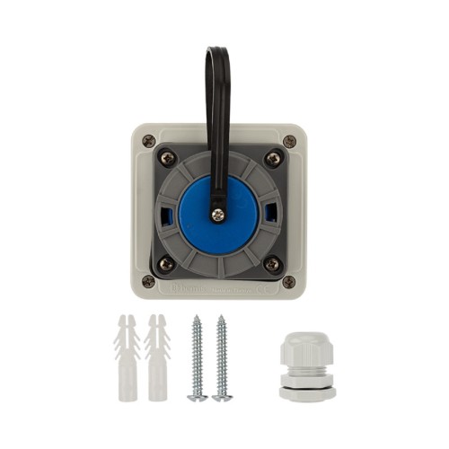 Розетка REXANT 111-125 настенная влагозащищенная с крышкой 16А, 2Р+РЕ - изображение 2