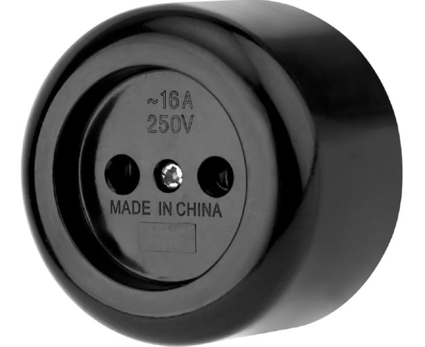 Розетка штепсельная REXANT 11-8980 карболитовая открытой установки б/з 16А, черная