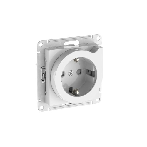 Розетка Systeme Electric AtlasDesign со шторками и выталкивателем 1-м 16а ip20 с заземл., белая ATN000147