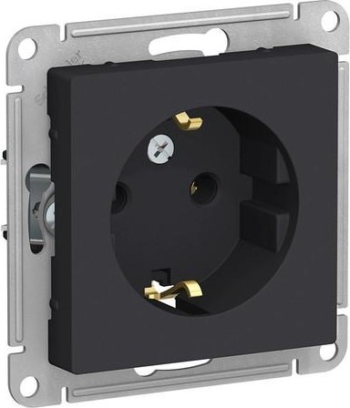 Розетка Systeme Electric AtlasDesign 1-м 16а ip20 с заземл., карбон ATN001043 ATN001043