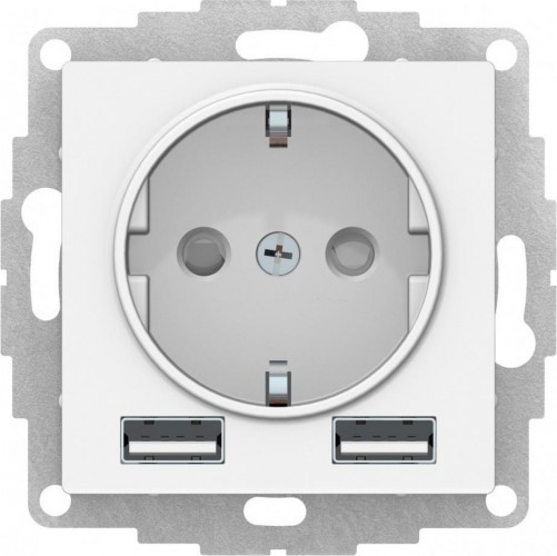 Розетка Systeme Electric AtlasDesign ATN000130 3-м 16а ip20 с 2-мя заряд. ус-ми usb ATN000130