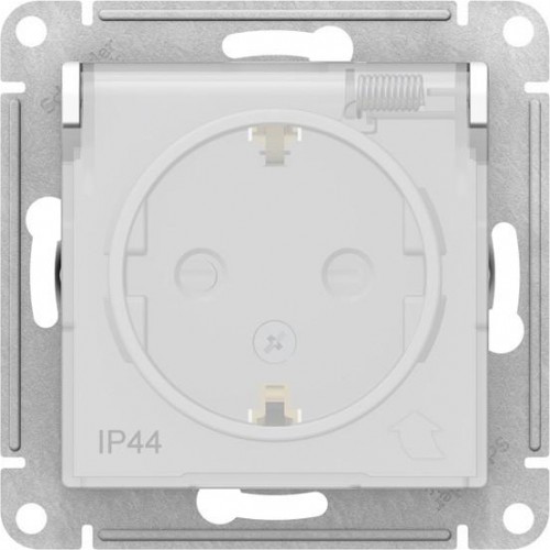 Розетка Systeme Electric AtlasDesign Aqua 1-м 16а с заземл. защ. шторки с крышкой, белая ATN440146