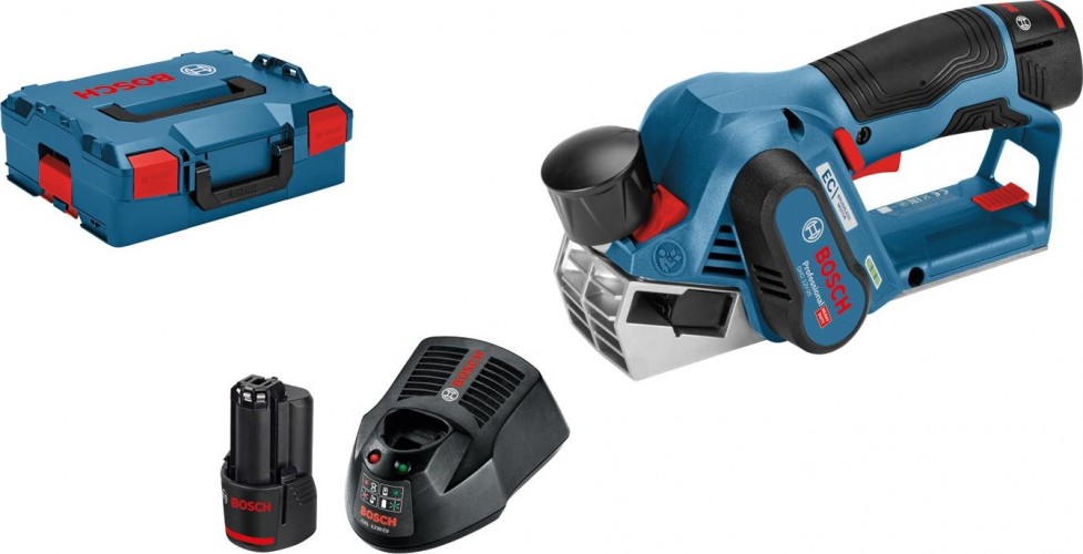 Рубанок аккумуляторный BOSCH GHO 12V-20 бесщеточный 06015A7001 2х3,0Ач, кейс L-Boxx