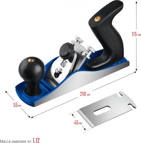 Рубанок столярный ЗУБР ЭКСПЕРТ № 3 металлический 210х55 мм 18500 - изображение 4