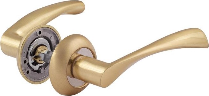 Ручка дверная НОРА-М 100 А AL комплект "Матовое золото" 15300