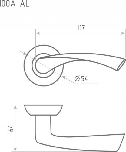 Ручка дверная НОРА-М 100 А AL комплект "Черный" 17222 - изображение 2
