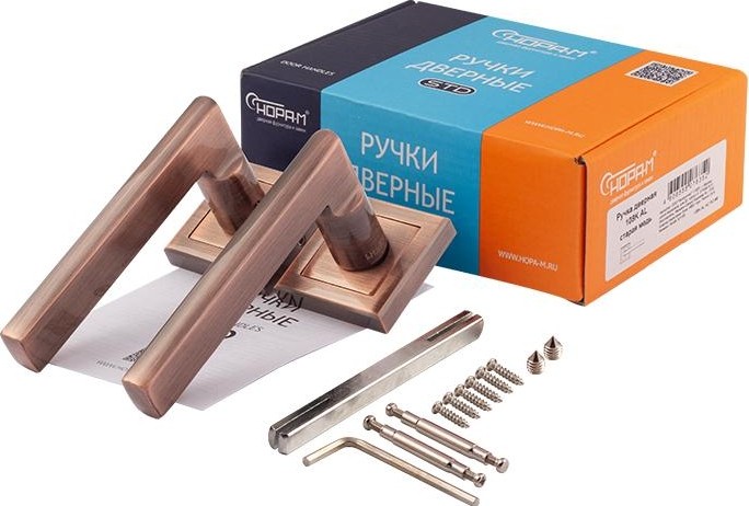 Ручка дверная НОРА-М 108 K Al комплект "Старая медь" 16109 - изображение 2