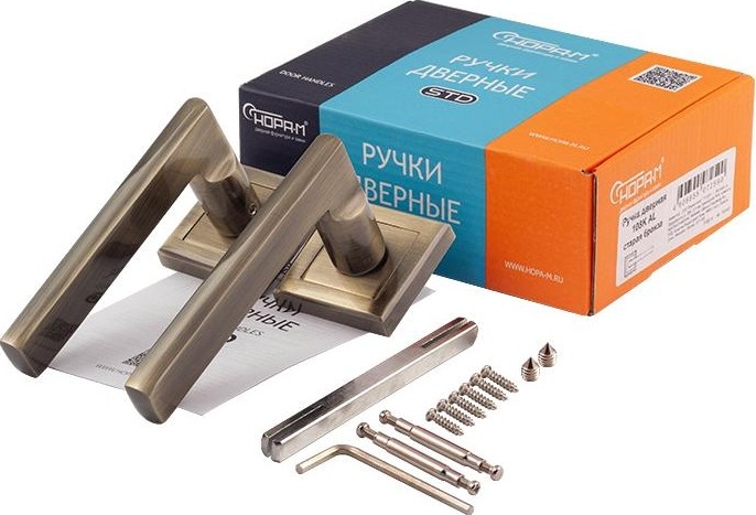 Ручка дверная НОРА-М 108 K Al комплект "Старая бронза" 15917 - изображение 2