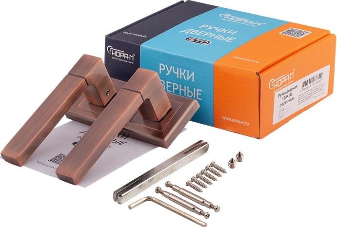 Ручка дверная НОРА-М 109 К Al комплект "Старая медь" 16134 - изображение 2