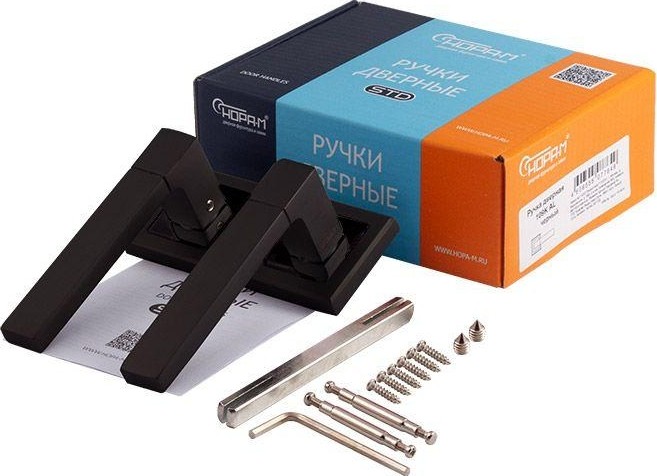 Ручка дверная НОРА-М 109 К Al комплект "Черный" 17240 - изображение 2