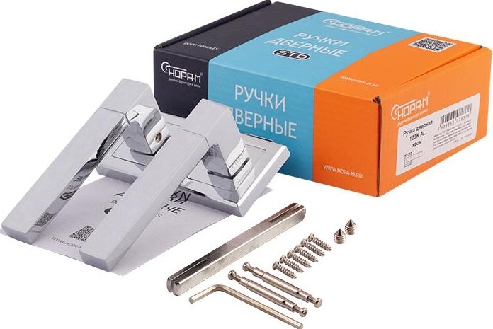 Ручка дверная НОРА-М 109 К Al комплект "Хром" 16132 - изображение 2